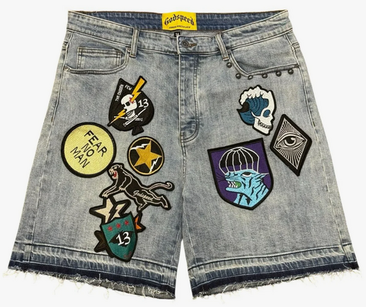Godspeed Patchwork Denim Shorts "Grey"