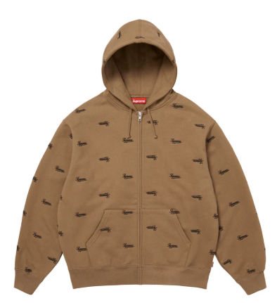 Supreme Repeat Script Zip Up "Brown"