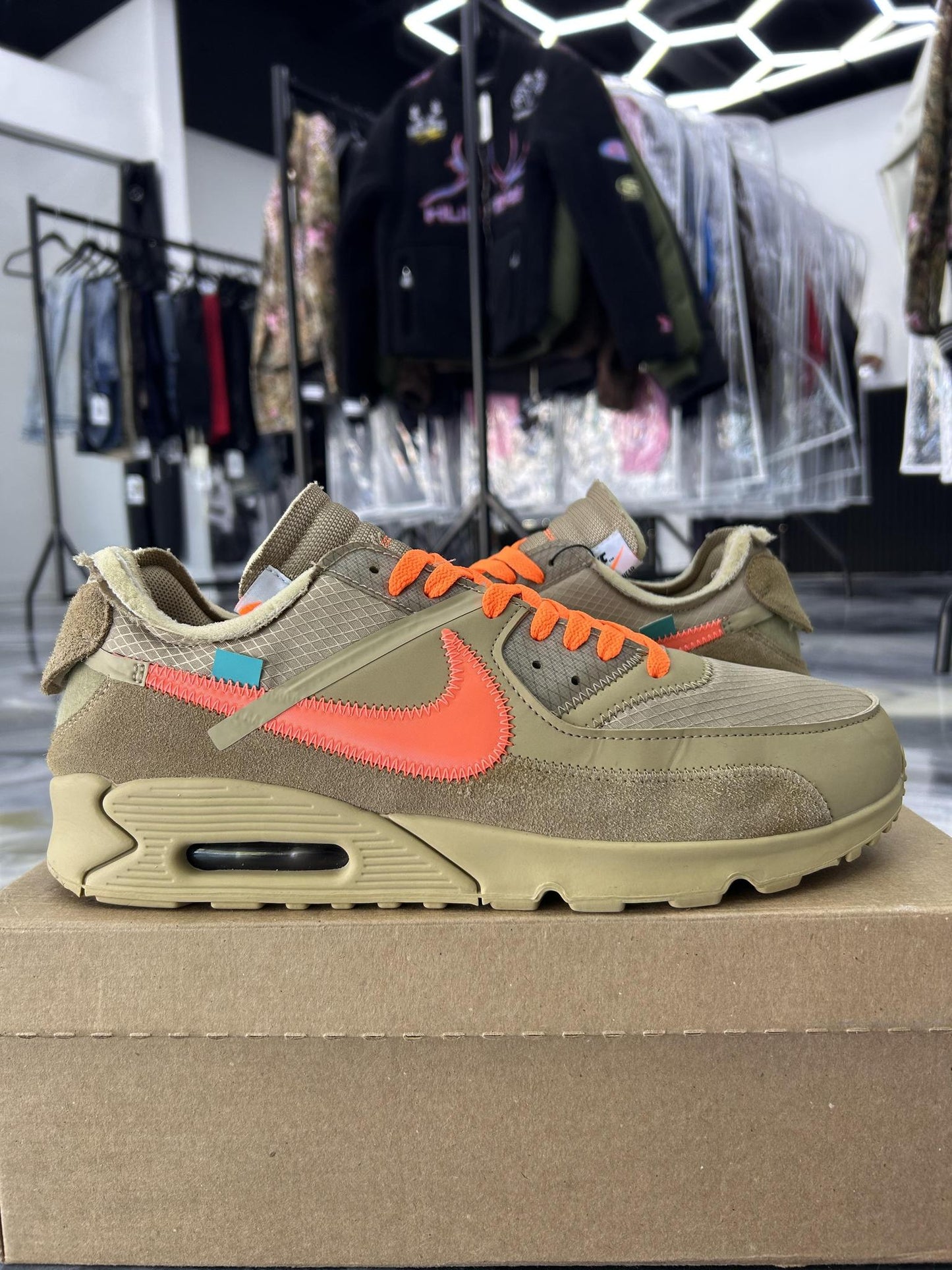 Nike X Off White Air Max 90 "Desert Ore" Used Size 13