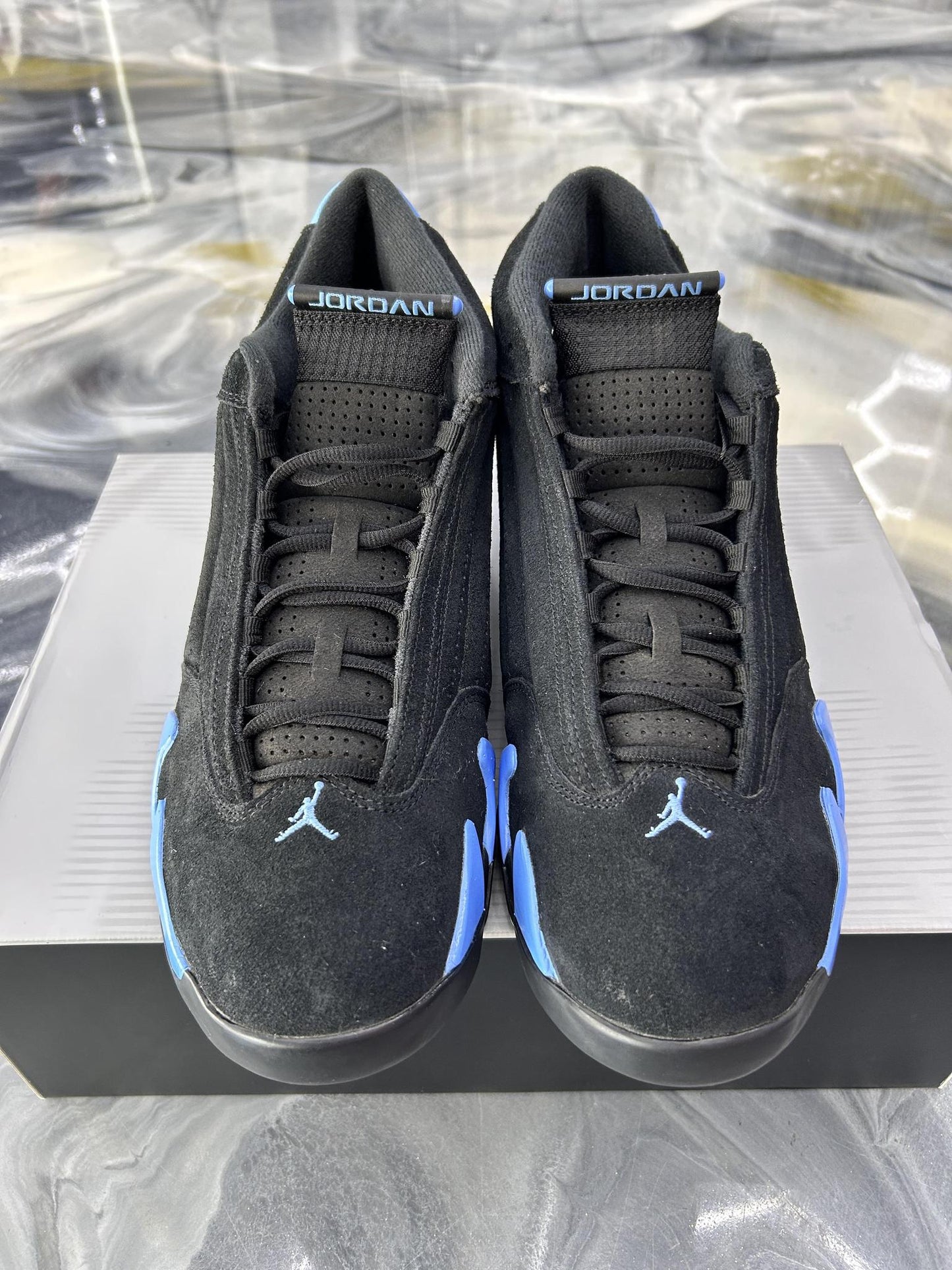 Jordan 14 "Black University Blue" Used Size 14