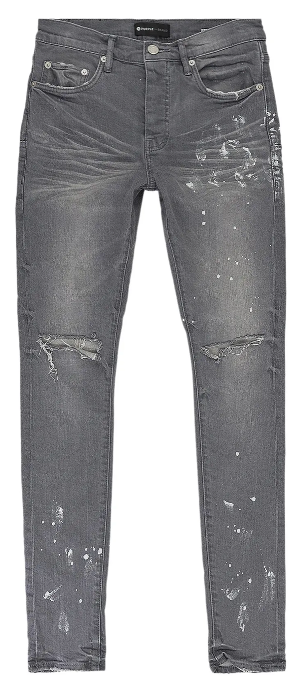 Purple P001 Skinny Worn Knee Slit "Grey"