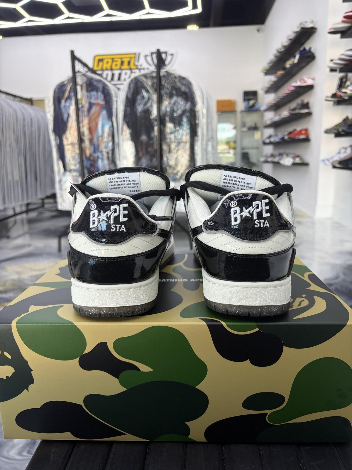 Bape Sta SK8 "White Black Patent" Used Size 12