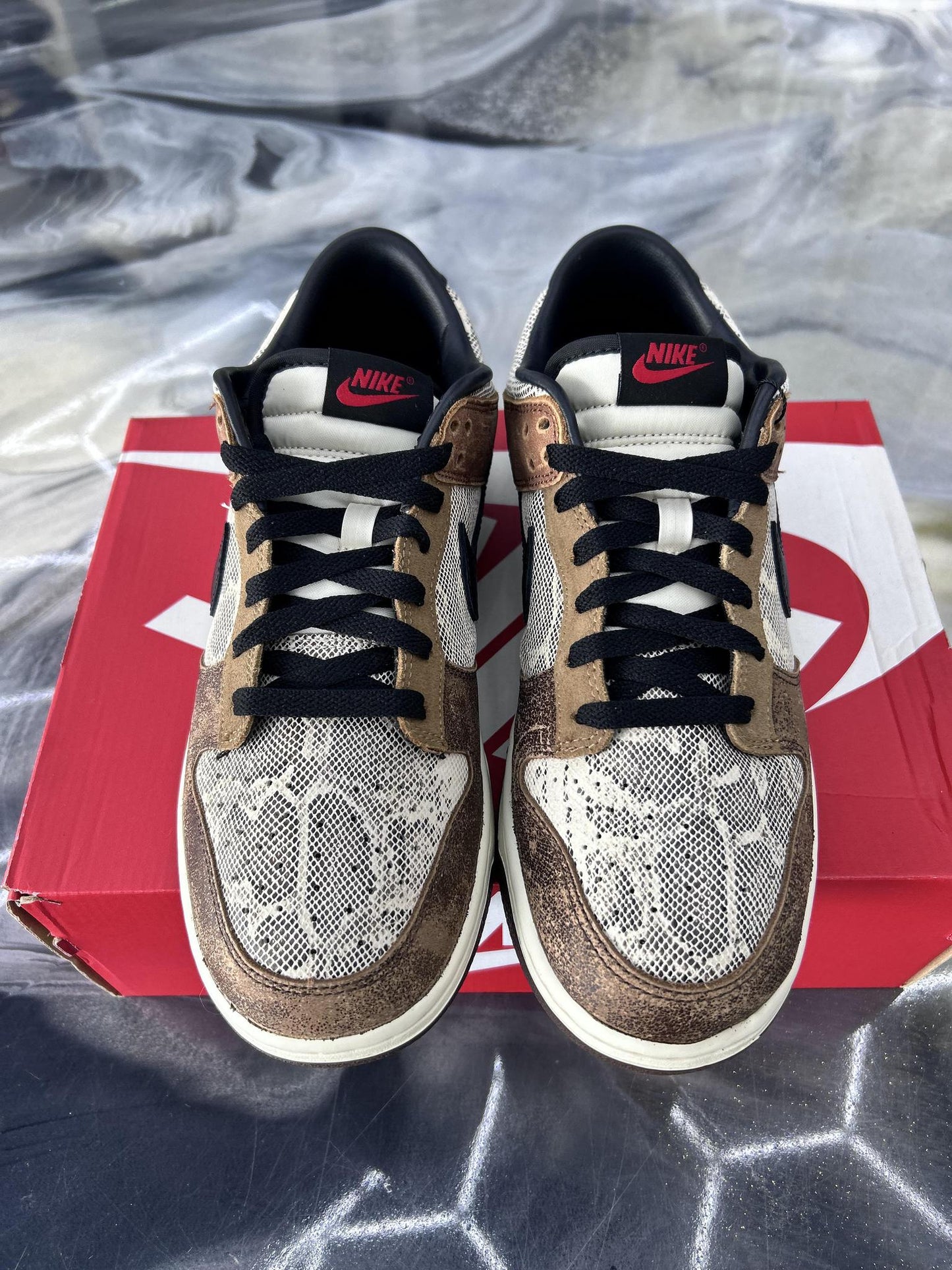 Nike Dunk Low "Brown Snakeskin" Used Size 9.5