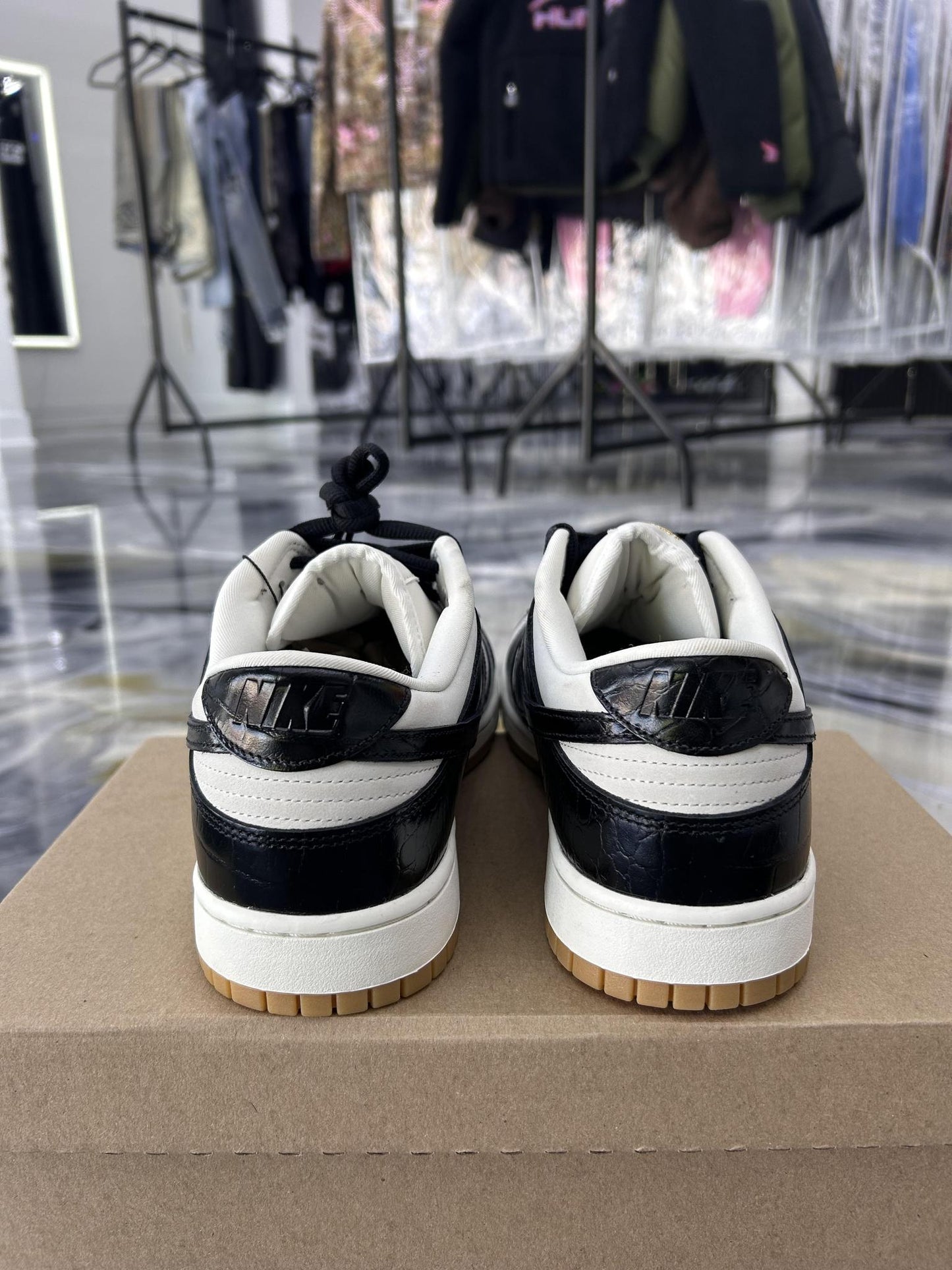 Nike Dunk Low "Black Croc" Used Size 13.5