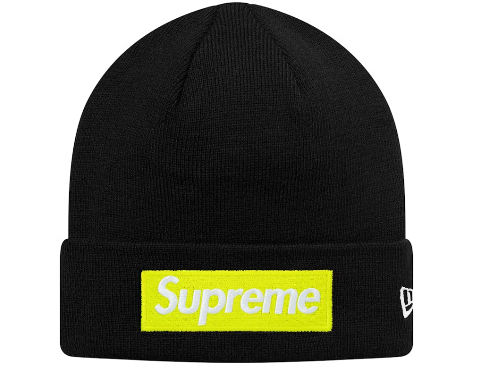 Supreme New Era Logo Beanie "Black/Lime Green"