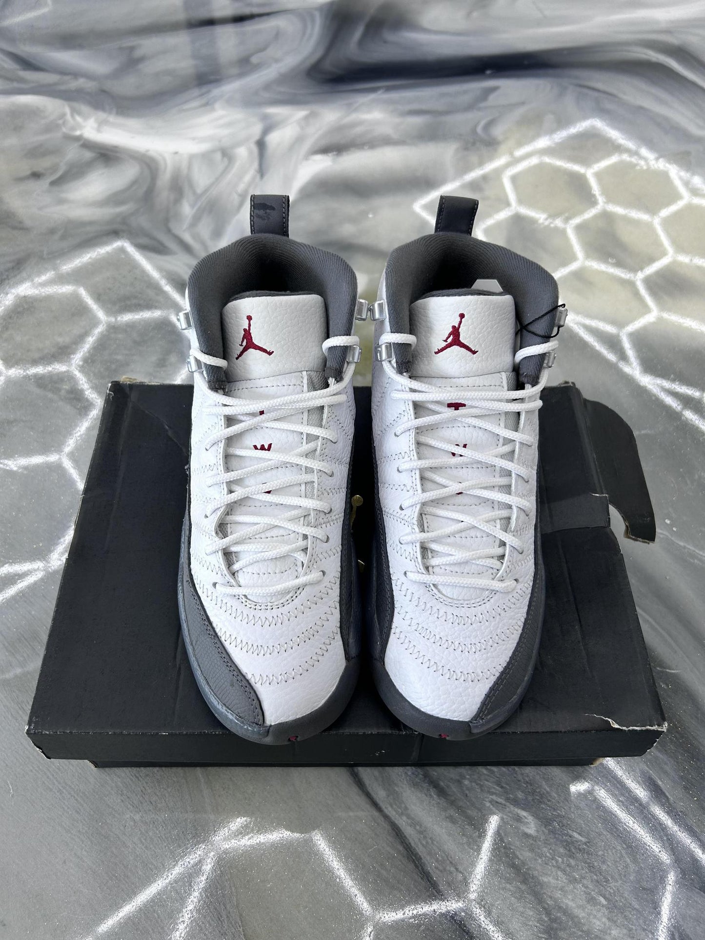Jordan 12 "White Dark Grey" Used Size 5.5Y/7W