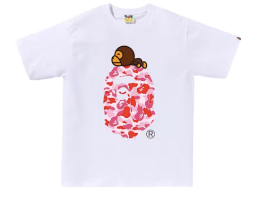 Bape Tee Baby Milo Big Ape Head "White Pink"