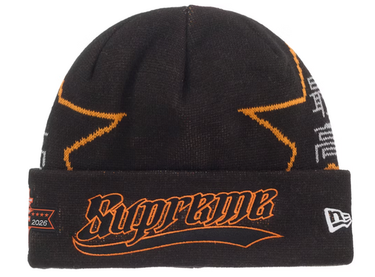 Supreme New Era Stars Beanie "Black/Orange"
