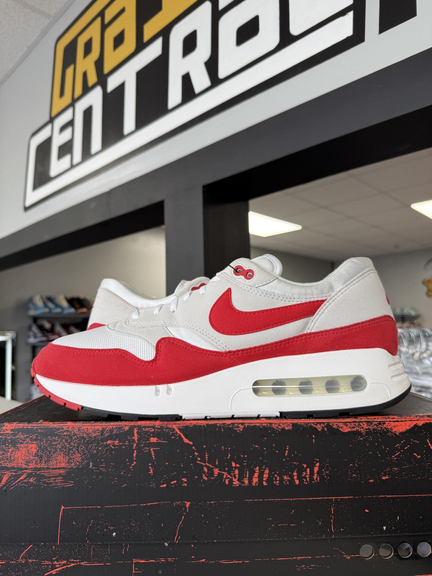Nike Air Max 1 "Big Bubble University Red" Used Size 14