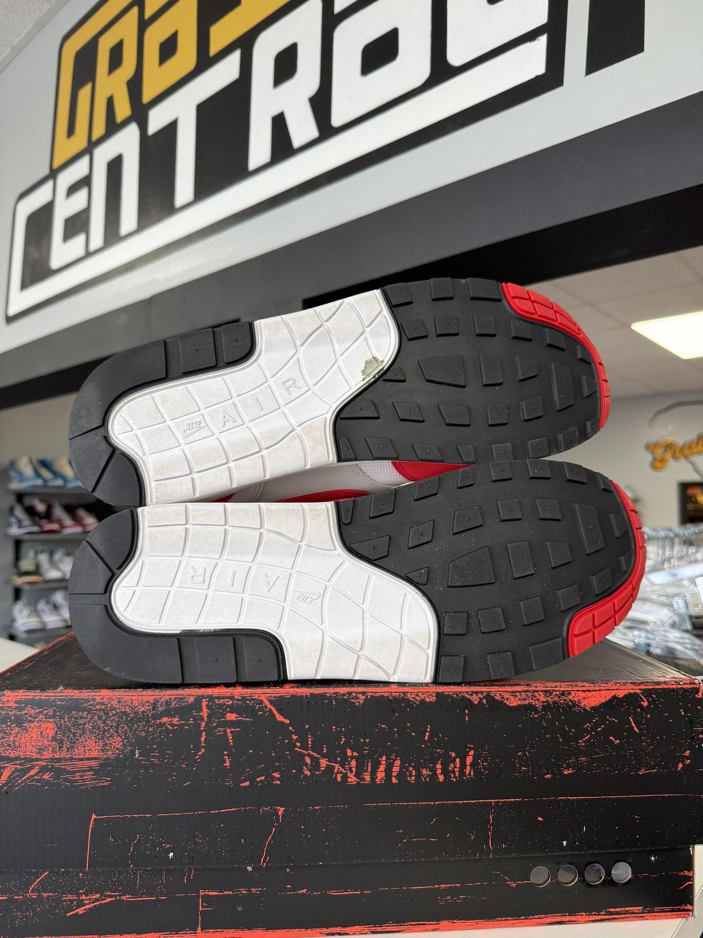 Nike Air Max 1 "Big Bubble University Red" Used Size 14