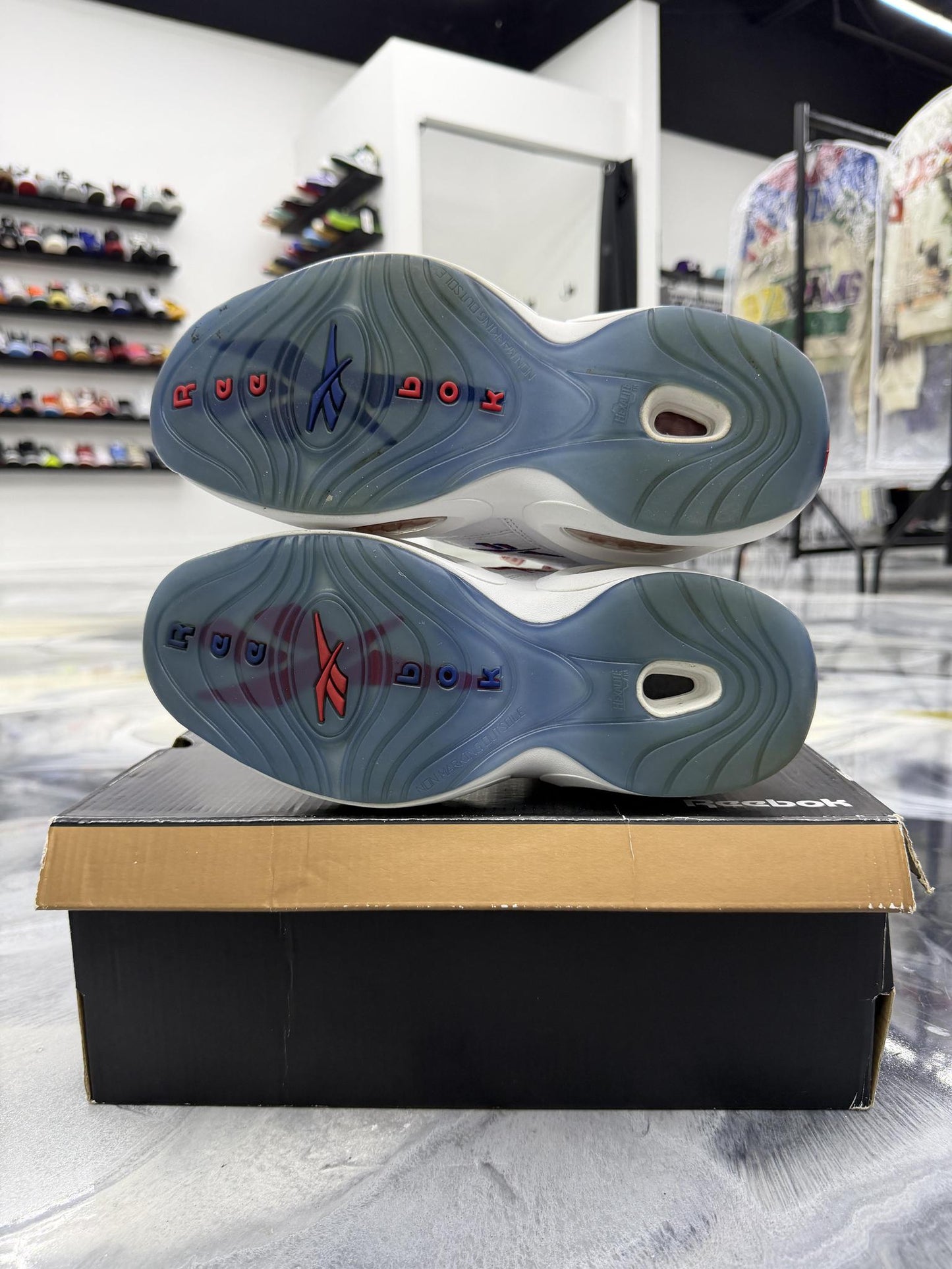 Reebok Question Mid "Red White Blue" Used Size 7Y/8.5W