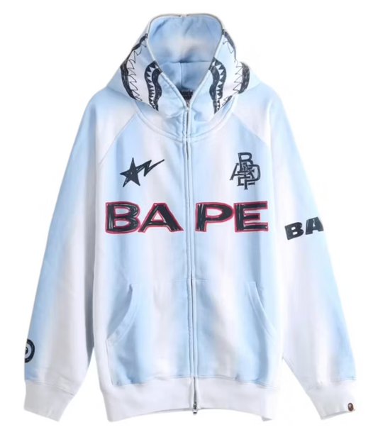 A Bathing Ape Hand Draw Football Full Zip "White/Blue"