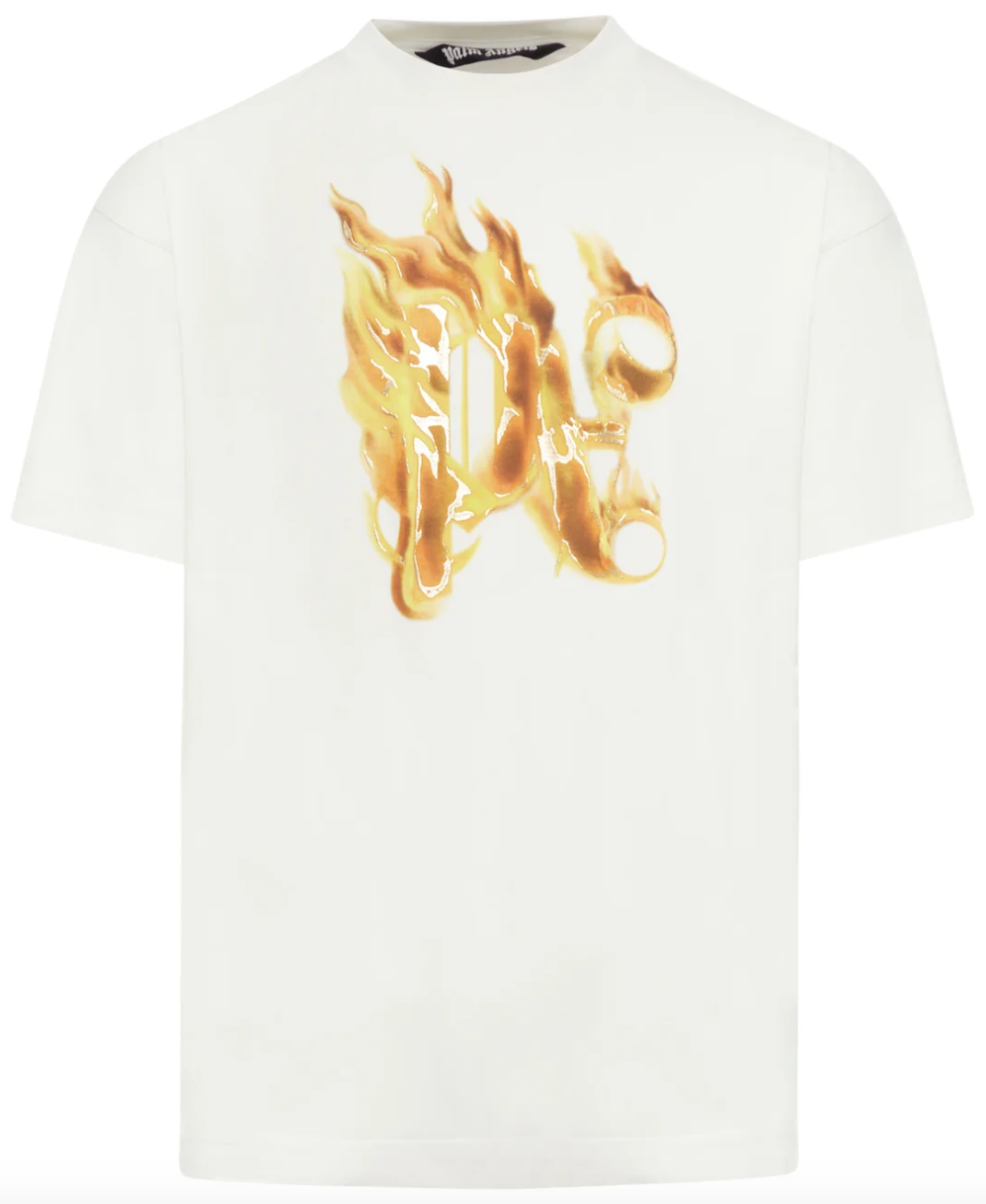 Palm Angels Burning Monogram Tee "White"
