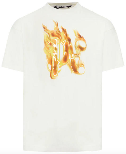 Palm Angels Burning Monogram Tee "White"