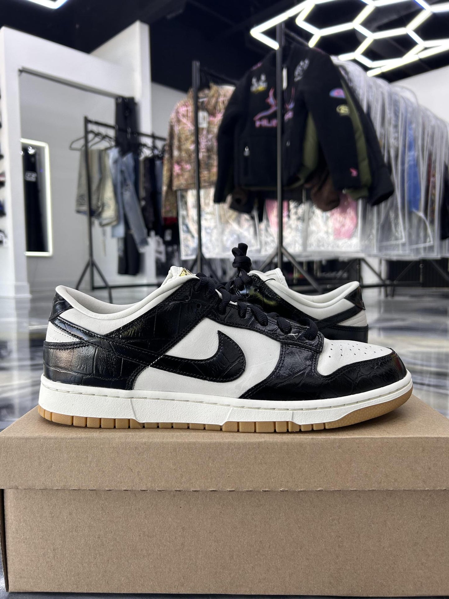 Nike Dunk Low "Black Croc" Used Size 13.5