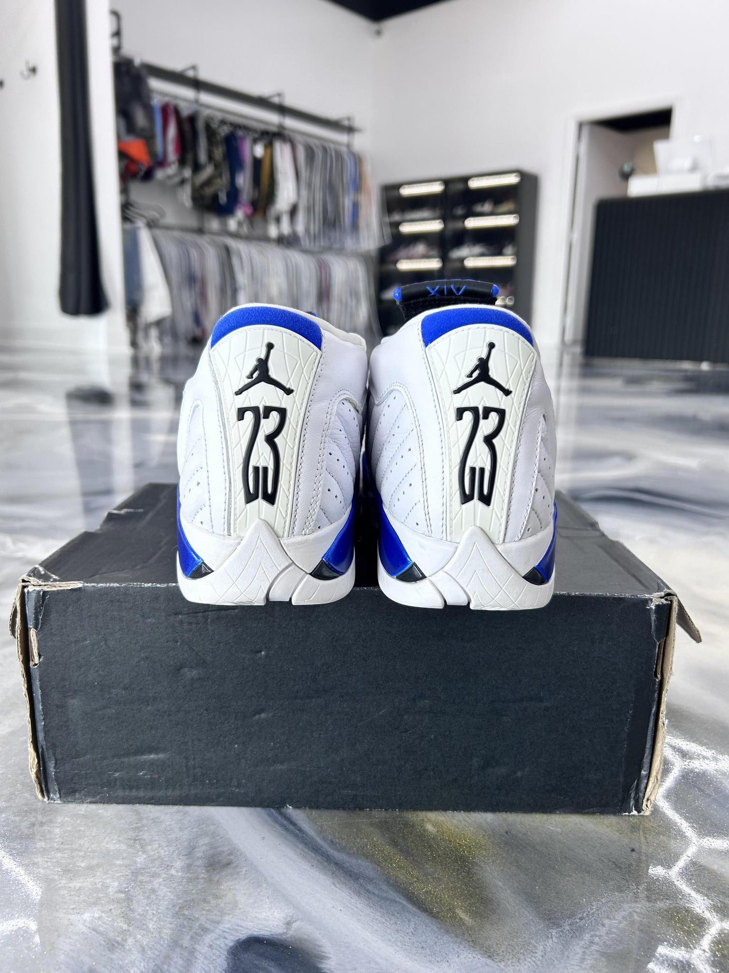 Jordan 14 "White Hyper Royal" Used Size 6.5Y/8W