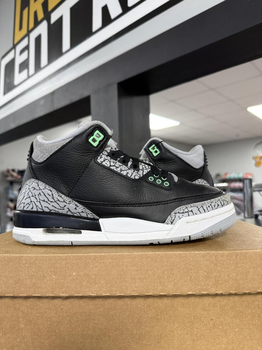 Jordan 3 "Glow Green" Used Size 5.5Y/7W