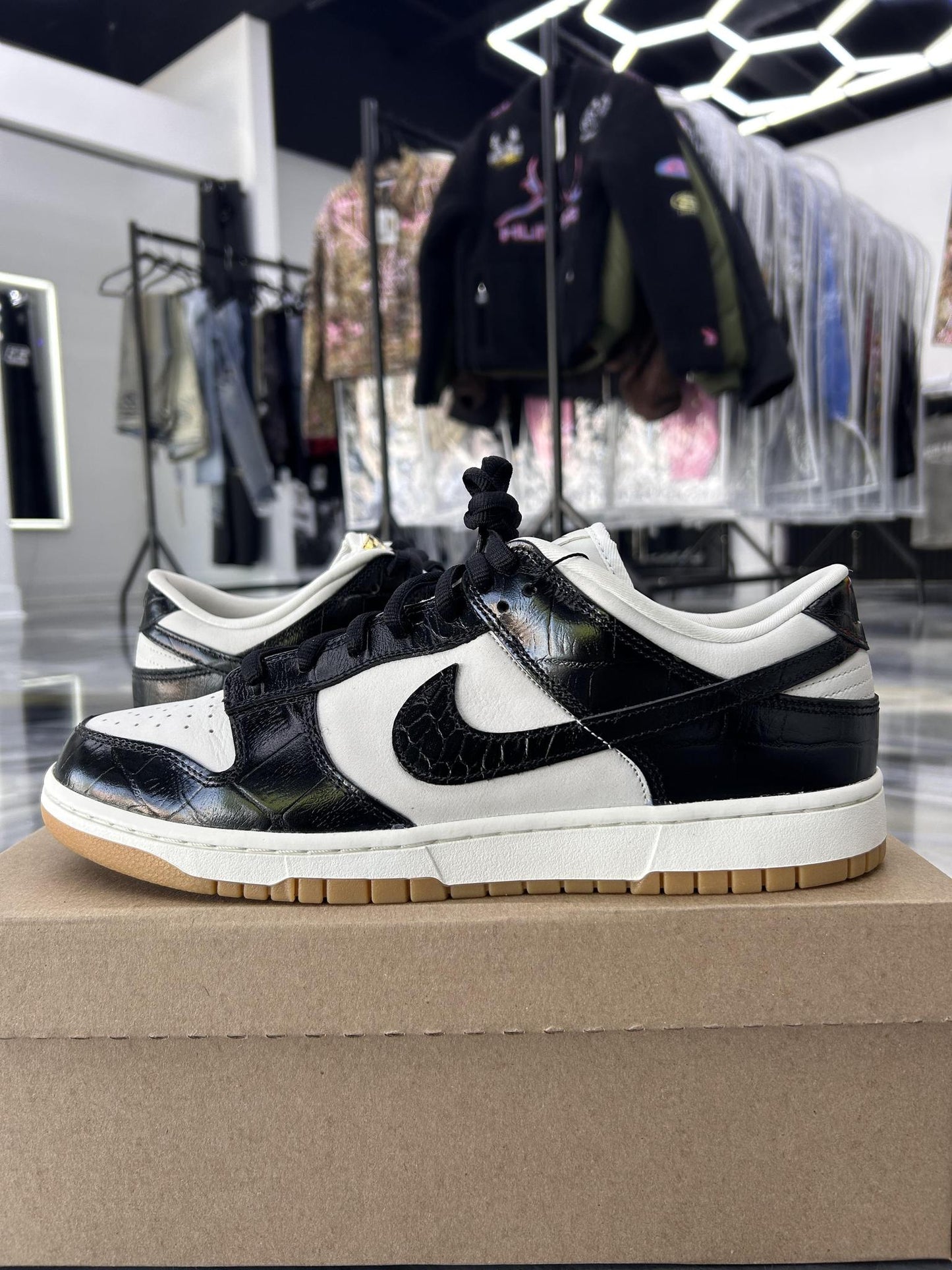 Nike Dunk Low "Black Croc" Used Size 13.5