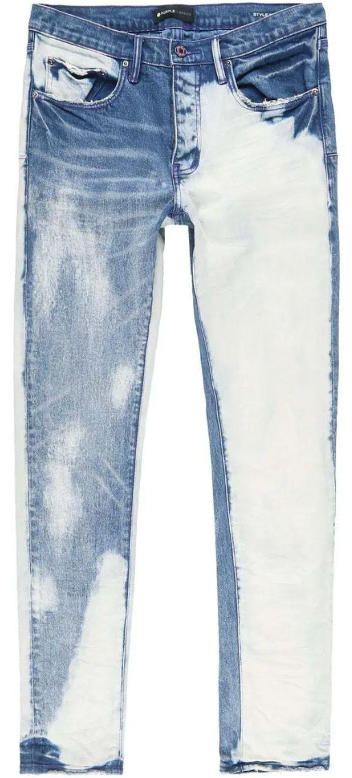 Purple Denim Paint Splatter Straight Leg Jeans "Blue"