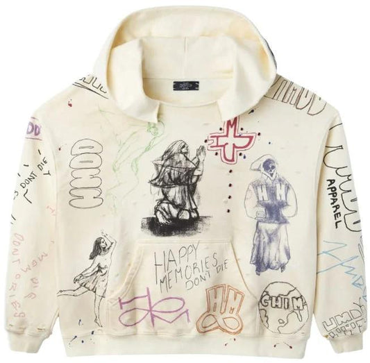 HMDD Sketch Rhinestone Hoodie "Cream/Multicolor"