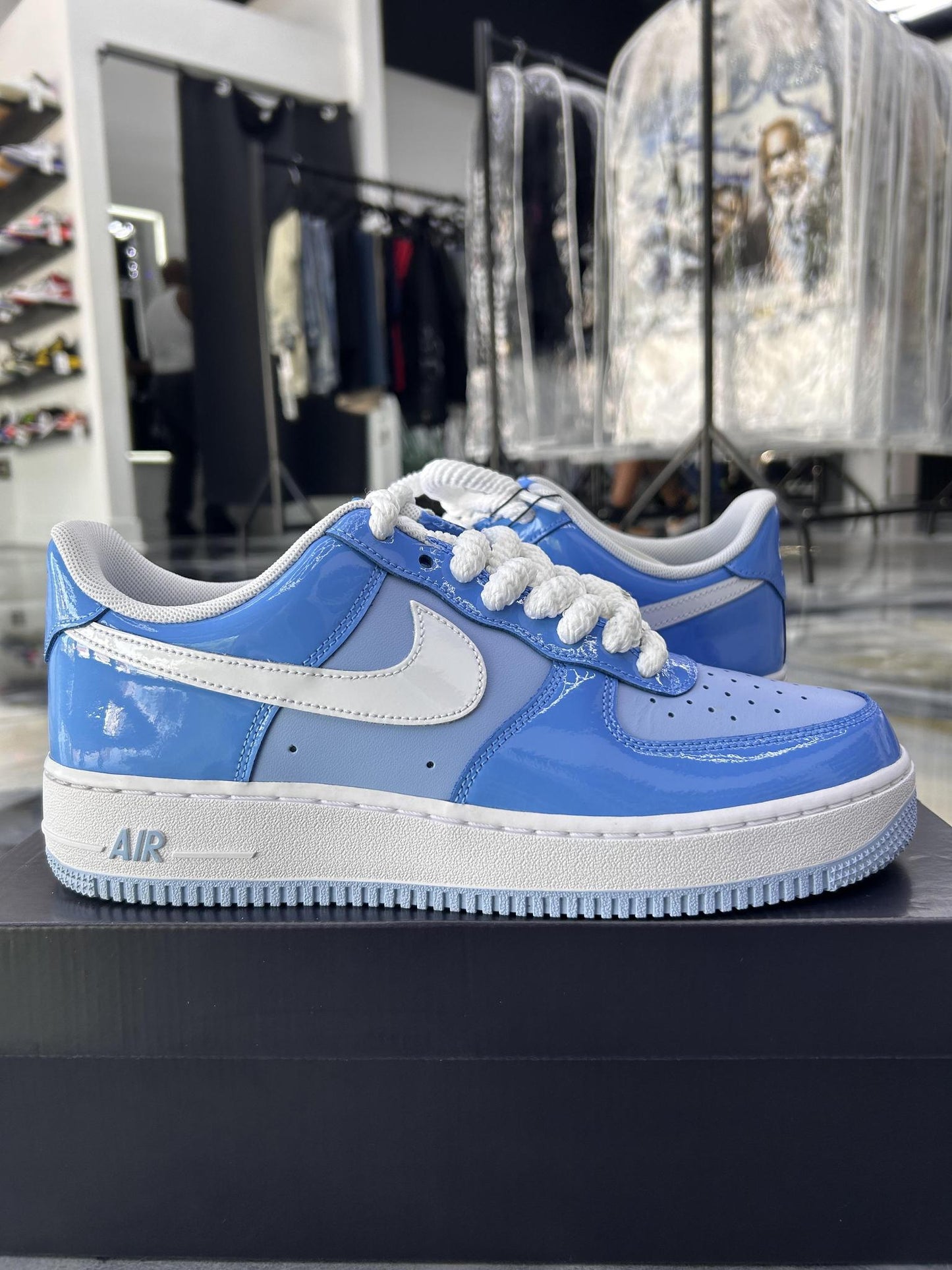 Nike Air Force 1 Low "Patent University Blue" Used Size 9.5
