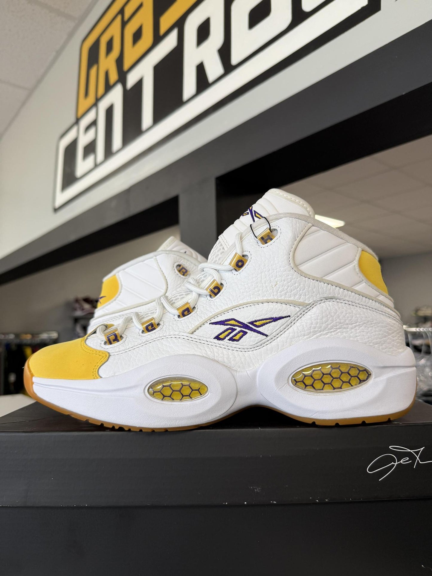 Reebok Question Mid "Yellow Toe" Used Size 11