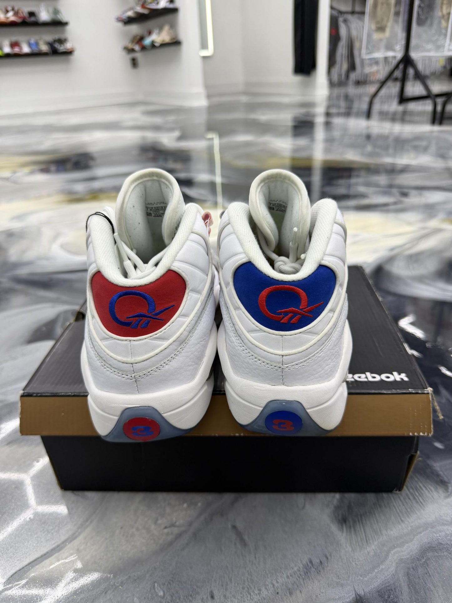 Reebok Question Mid "Red White Blue" Used Size 7Y/8.5W