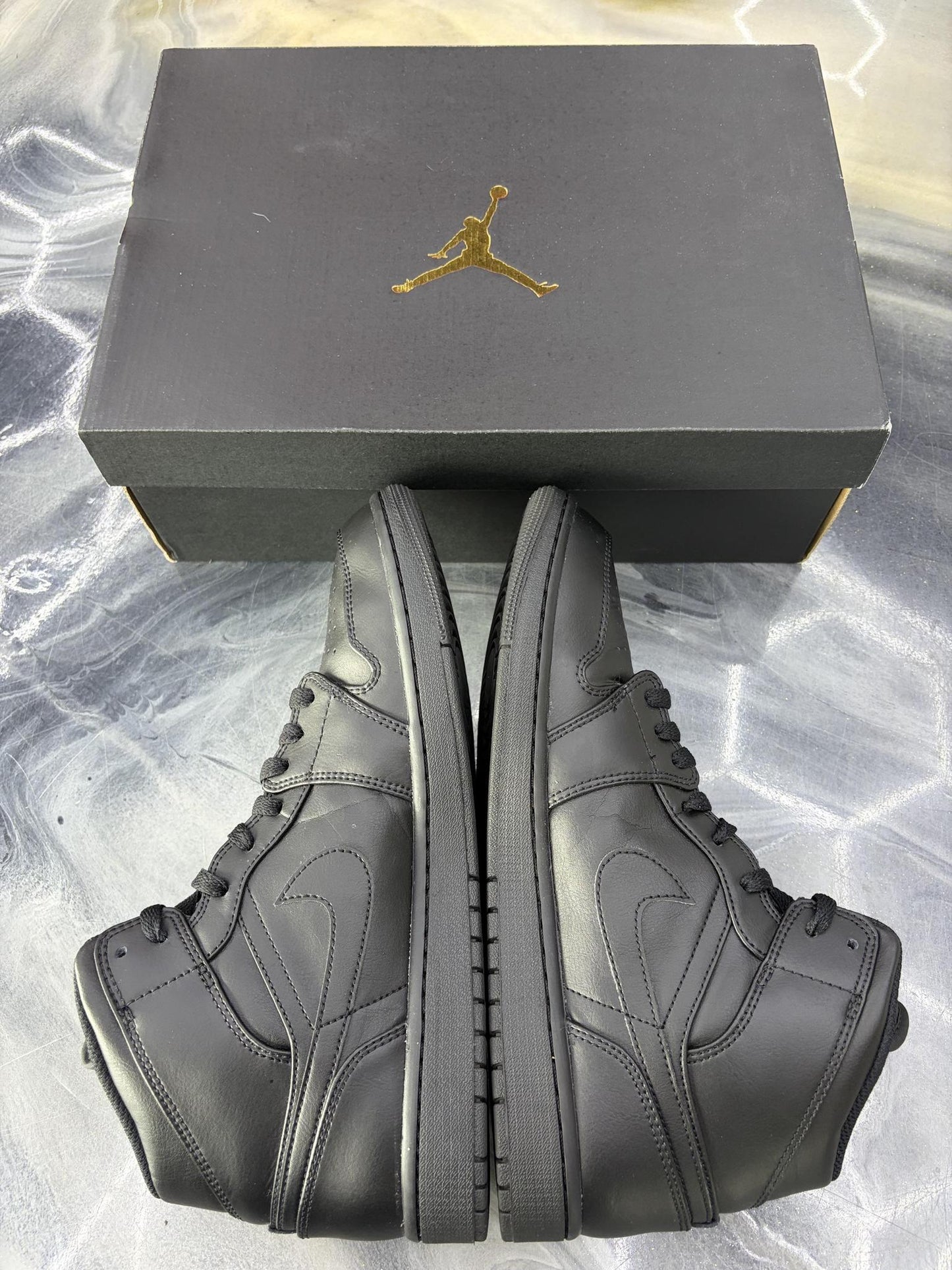 Jordan 1 Mid "Triple Black" Used Size 12
