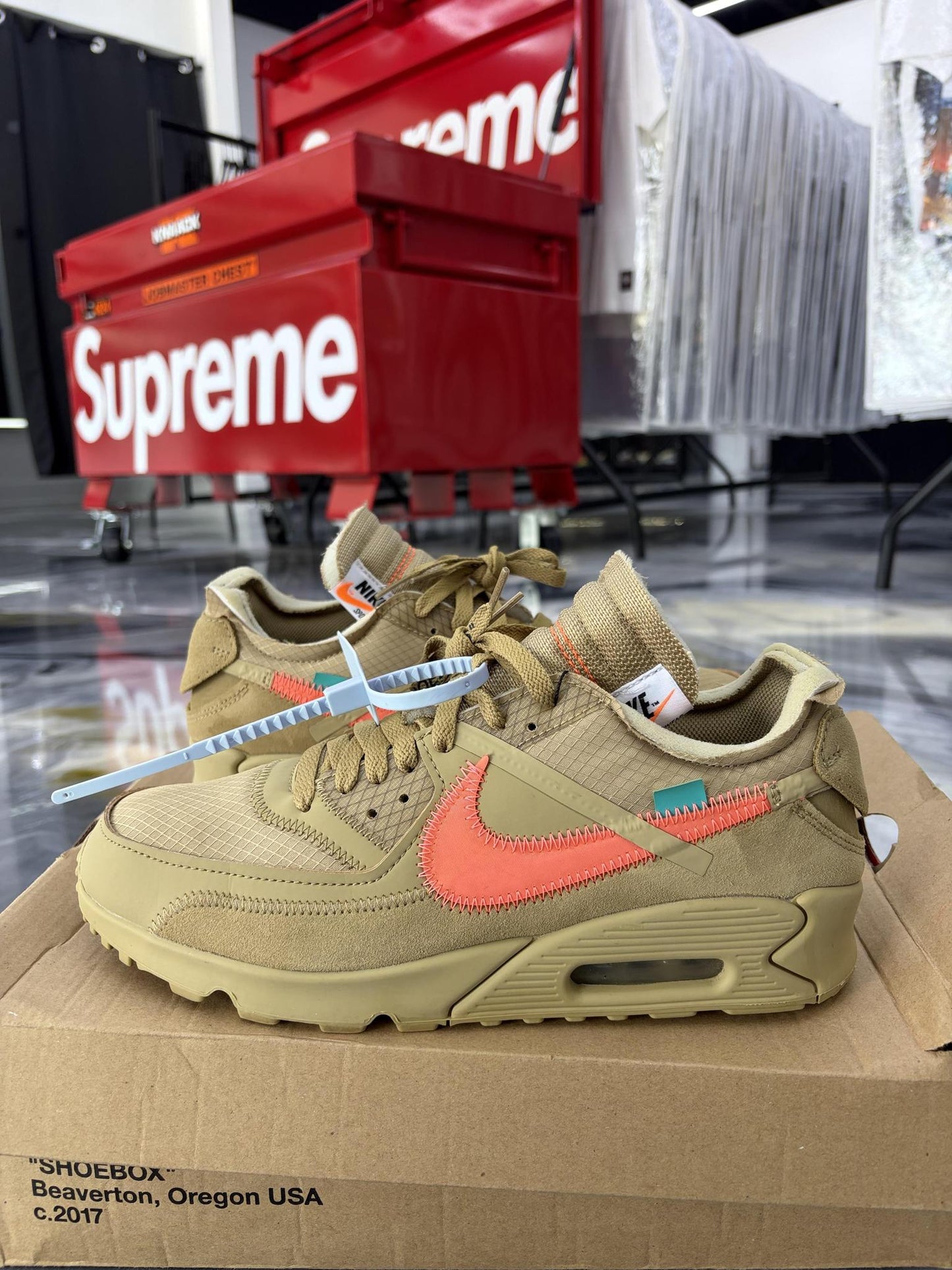 Nike Air Max 90 Off White "Desert Ore" Used Size 9
