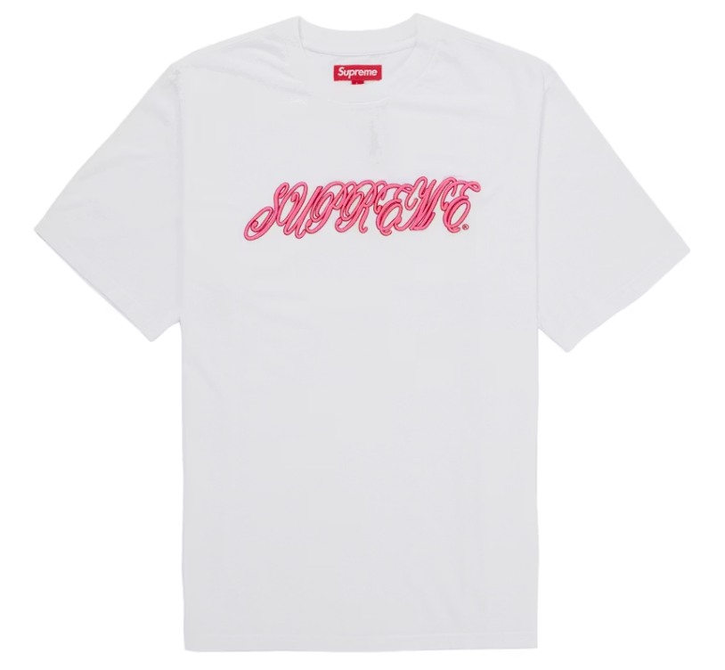 Supreme Raised Script Tee "White Pink"