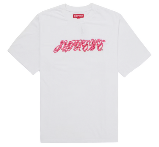 Supreme Raised Script Tee "White Pink"