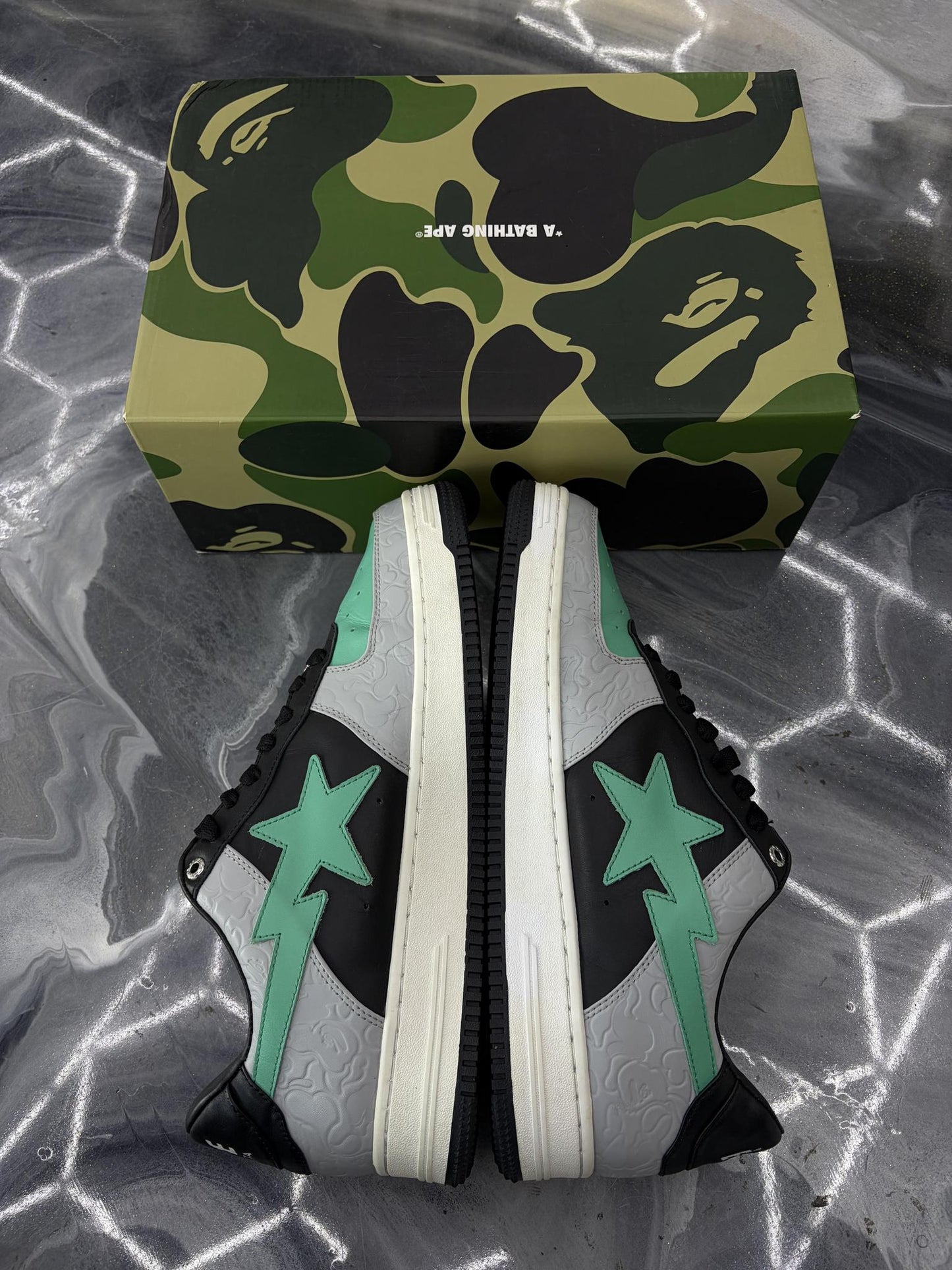Bape Sta "Teal Black Grey" Used Size 13