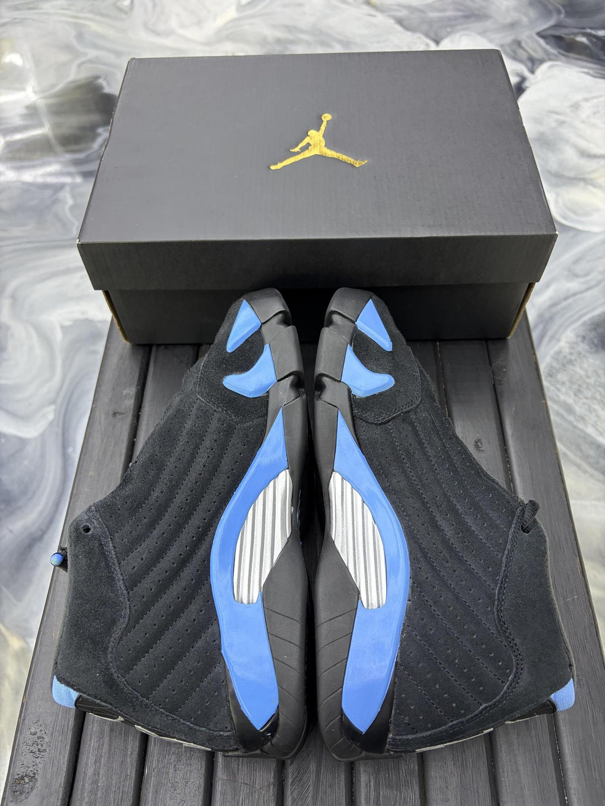 Jordan 14 "University Blue" Used Size 7Y/8.5W