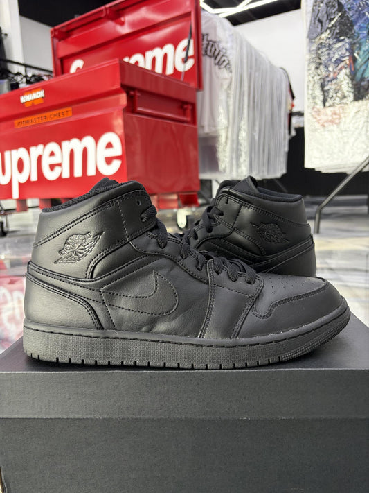 Jordan 1 Mid "Triple Black" Used Size 12