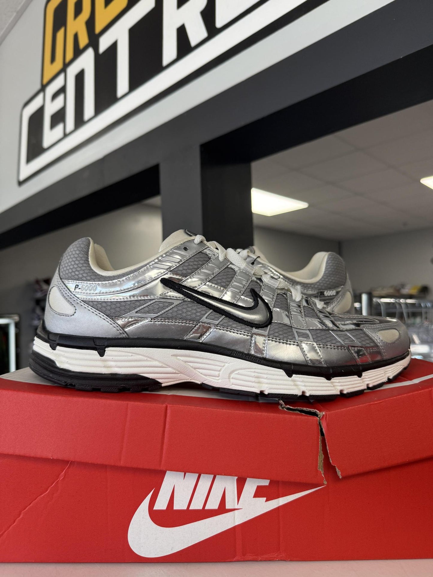 Nike P-6000 "Metallic Flat Silver" Used Size 12