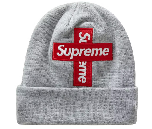Supreme New Era Cross Box Logo Beanie "Grey"