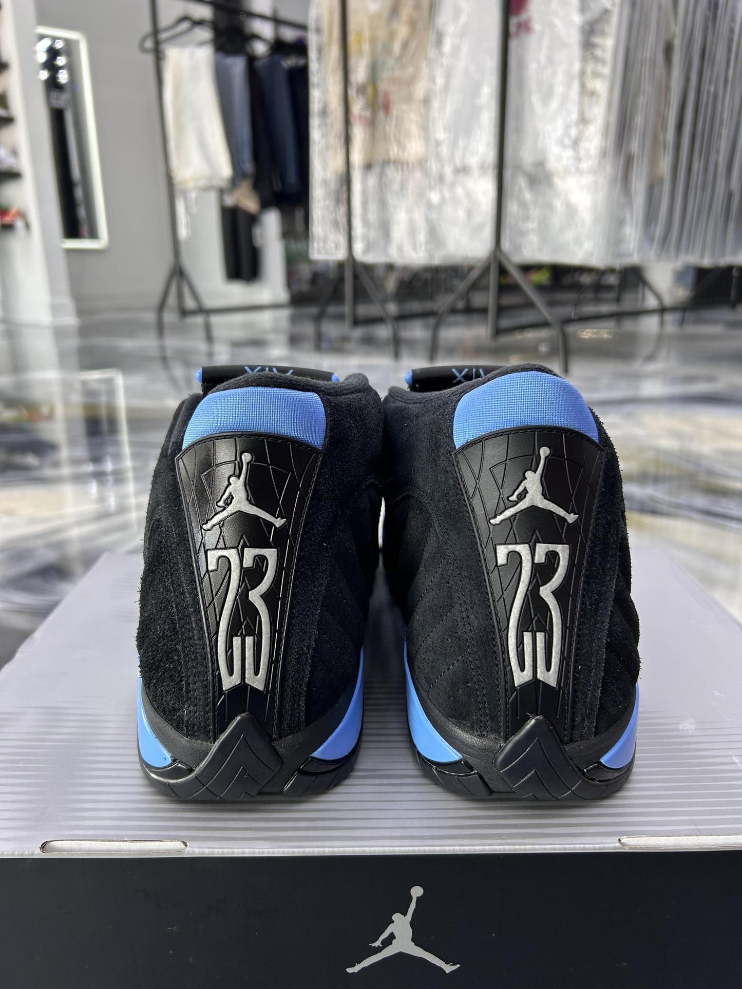 Jordan 14 "Black University Blue" Used Size 14