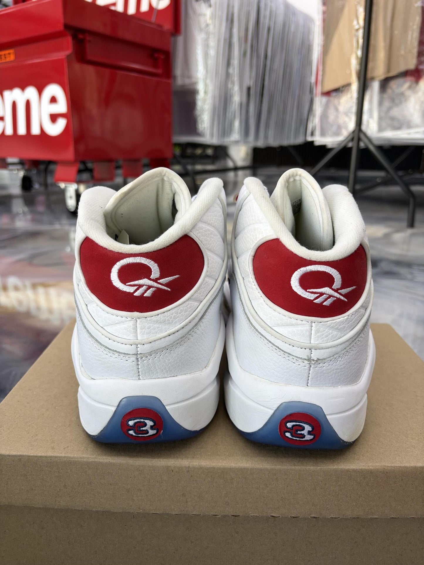 Reebok Question Mid "Red Toe" Used Size 14