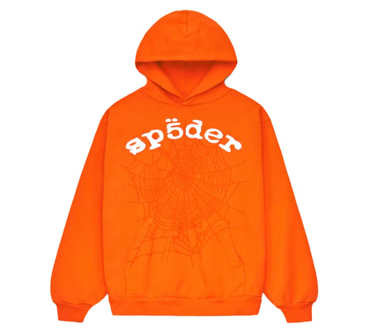 Sp5der OG Web Hoodie "Orange/White"