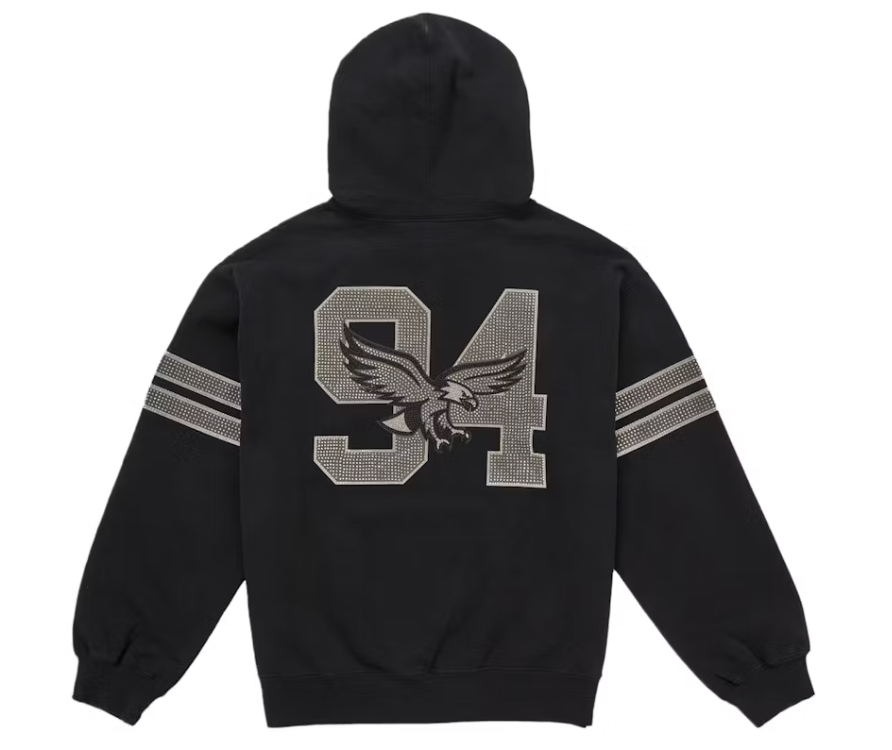 Supreme Rhinestone Eagle Hoodie "Black"
