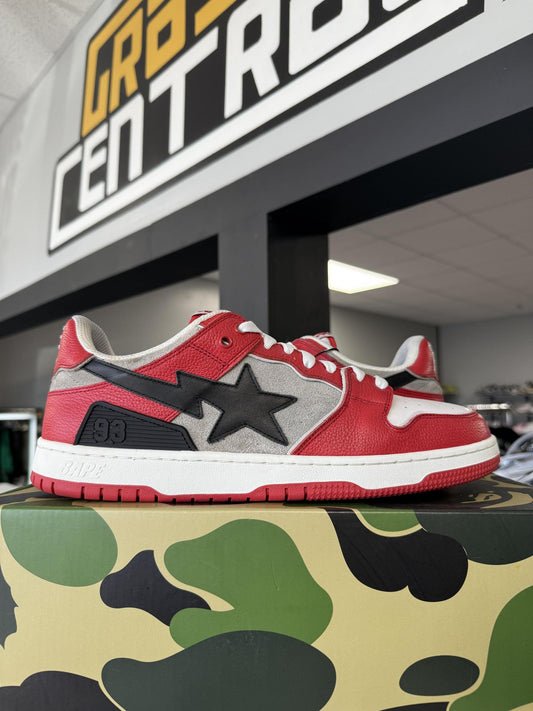 Bape Sk8 Sta "Red Grey" Used Size 12