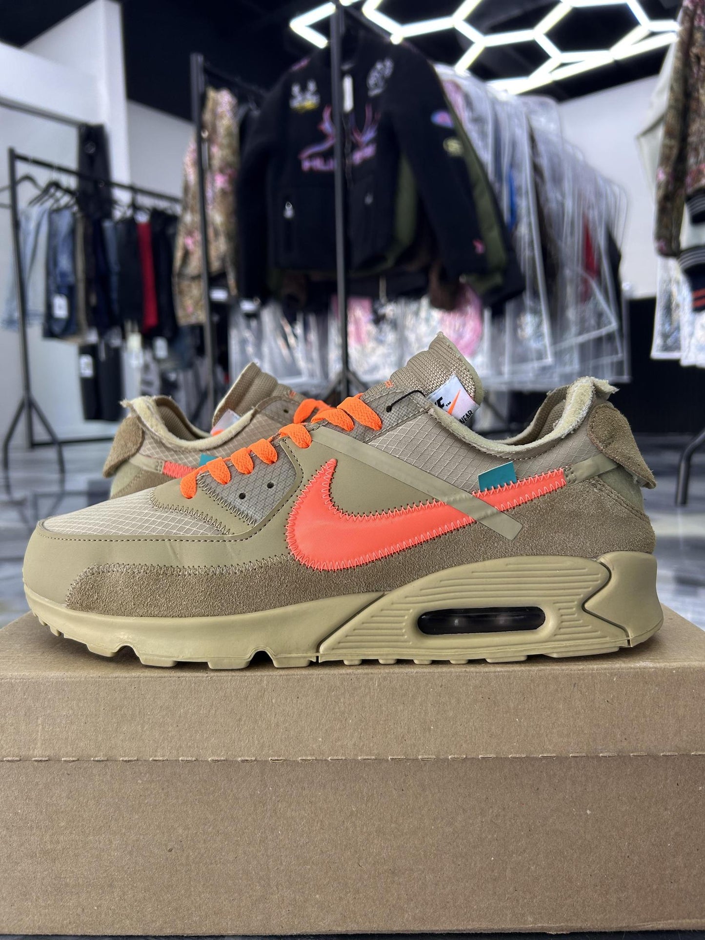 Nike X Off White Air Max 90 "Desert Ore" Used Size 13
