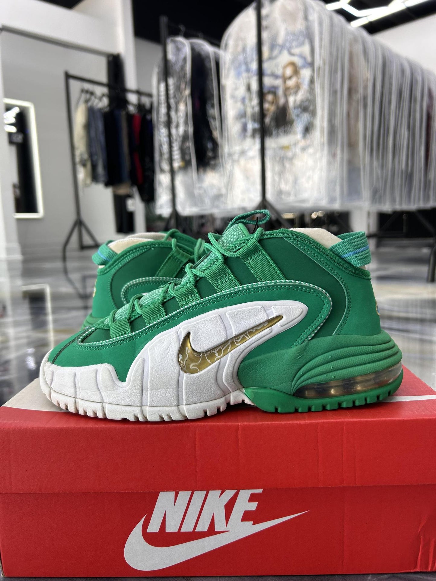 Nike Air Penny "Green Gold" Used Size 4Y/5.5W