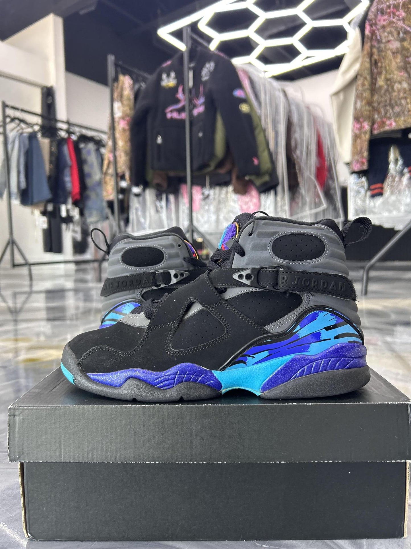 Jordan 8 Aqua Used Size 5.5Y/7W