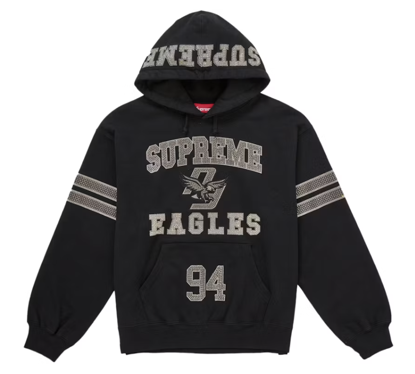 Supreme Rhinestone Eagle Hoodie "Black"