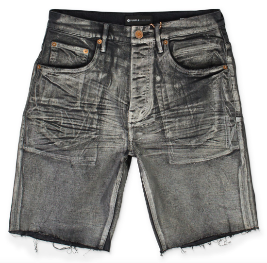 Purple Denim Shorts "Black Iridescent"