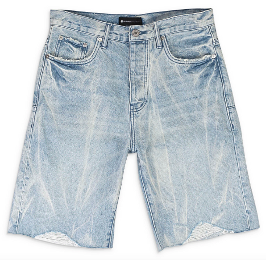 Purple Denim Shorts "Light Indigo Acid"