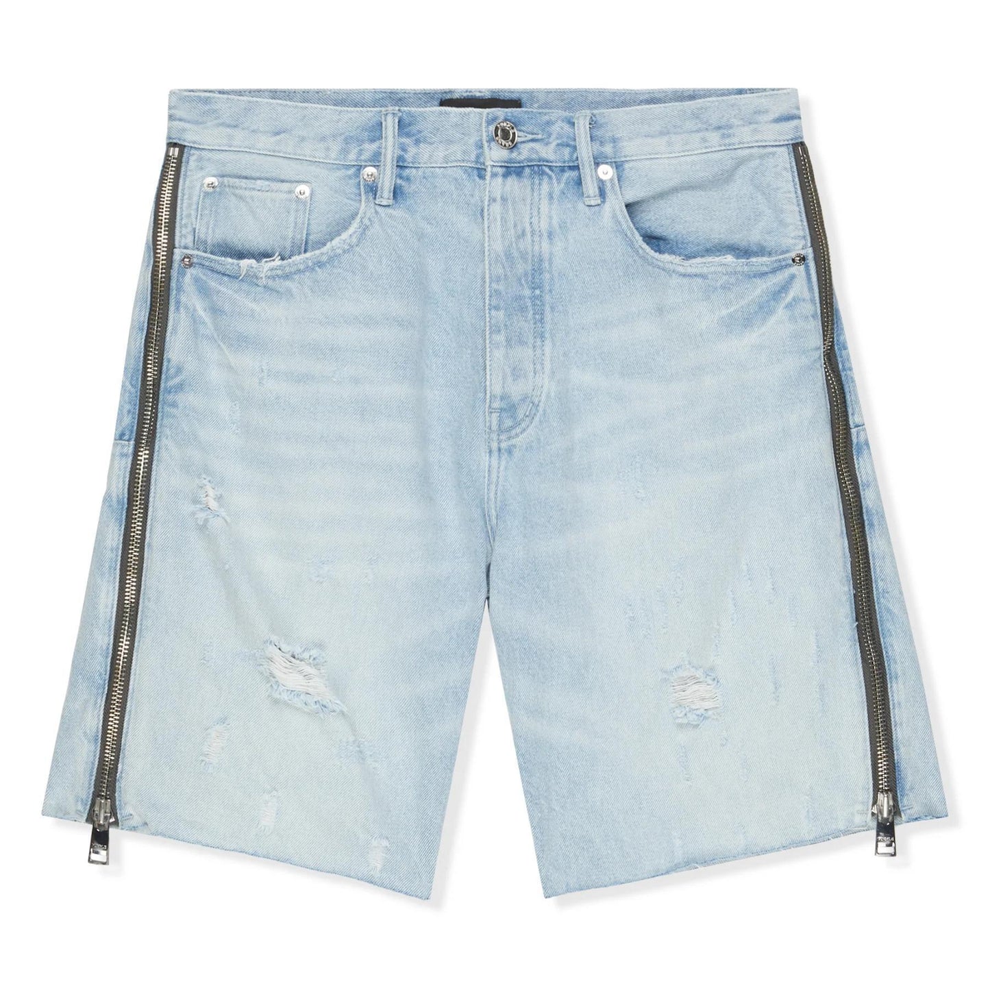 Purple Denim Shorts "Light Wash Side Zip"
