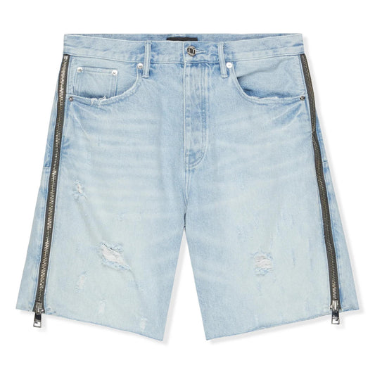 Purple Denim Shorts "Light Wash Side Zip"