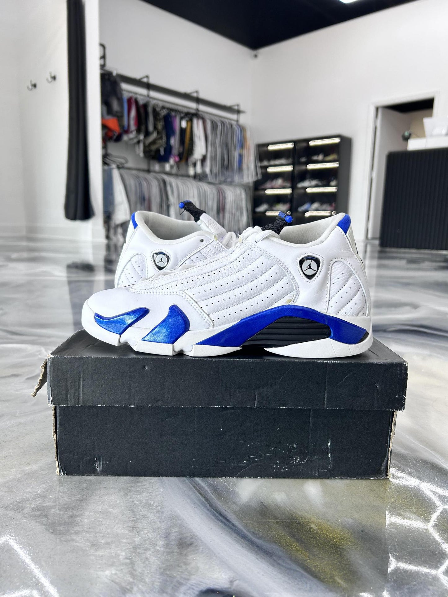Jordan 14 "White Hyper Royal" Used Size 6.5Y/8W
